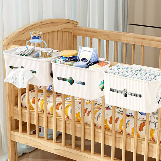 Yonghuan Cesta colgando Cuna Baby Bunds Storage Rack Pañales Bolsa de almacenamiento de pañales Pañal Caja de almacenamiento Crescent Estilo sin blancos con cajón de papel + Insertar Cable