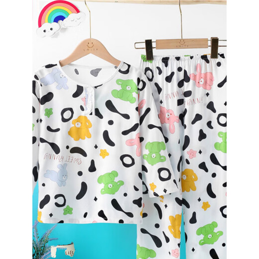 Ultraman boys pajamas in spring and autumn long sleeve cotton silk thin children's little boy air conditioning clothes big children's home clothes 2025 new model hot sale double-long dinosaur truck 140 140cm