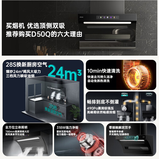 SIJIGUGE RANGEUR HOOD POUR MAISON SIDE TOP SIDE DIEUX AUTRE ASSURATION GAMME Large Aspiration Fumeur Fumeur Gamme d'échappement Hotte Free Disassembly Smoker Smoker First-Level Energy Energy Officient Side Top Range Hood