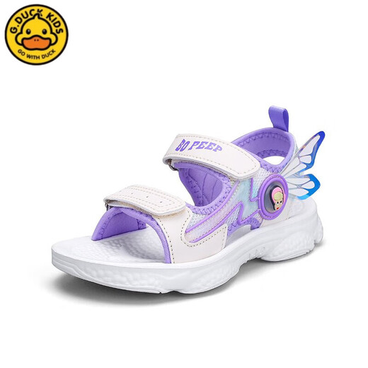 G.DUCKKIDS little yellow duck summer girls sandals medium and large children primary school students shoes soft sole open toe girl beach princess 9901 watermelon red 27 size inner length/17.2cm