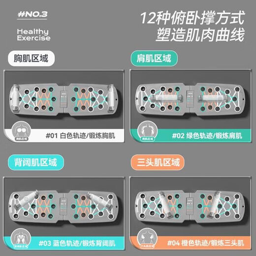 MACYO/push-up fitness board, professional chest and abdominal muscle training, arm training, thickening, folding, multi-functional and portable, PP material/non-slip base + rubberized handle