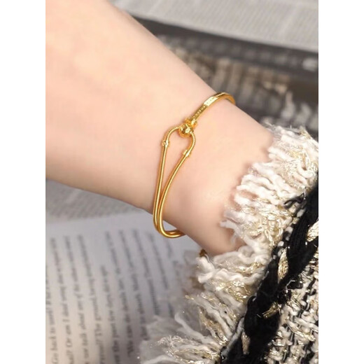 Fat Donglai same style 18K gold horseshoe buckle bracelet yellow buckle half bracelet bracelet ring for women 999 gold horseshoe buckle bracelet