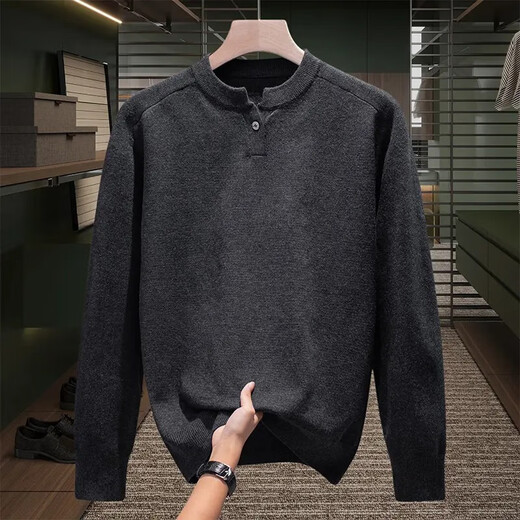 Kuraishi Kazuki Henry collar sweater men's new winter loose versatile casual sweater light luxury handsome men's clothing floral brown L