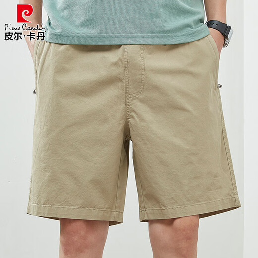 皮尔卡丹（pierre cardin）短裤男款夏季薄款纯棉中裤大码宽松休闲深蓝潮流5分外穿五分裤子 短裤9224浅灰 M 建议90-120斤纯棉