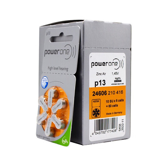 Powerone助听器纽扣电池P10 P13 P312 P675 P13(6粒) 1盘