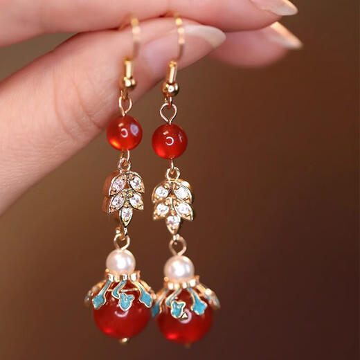 Lu Shanwu new Chinese style earrings for women Chinese style long tassels high-end antique Hanfu cheongsam engagement wedding temperament earrings new Chinese style long tassel earrings suspended box