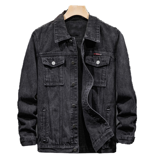 Autumn and winter warm denim jacket men's trendy brand large size velvet thickened handsome jacket men's slim work clothes J16 velvet black velvet 2XL (recommended 135-145Jin Jin equals 0.5 kg)