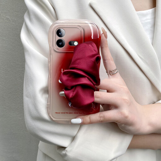 班美萝适用vivoiqooneo9spro手机壳iqooneo8水墨5晕染7se竞速版6红色3褶 透明-晕染红BL3891+腕带 iQOONeo7竞速版