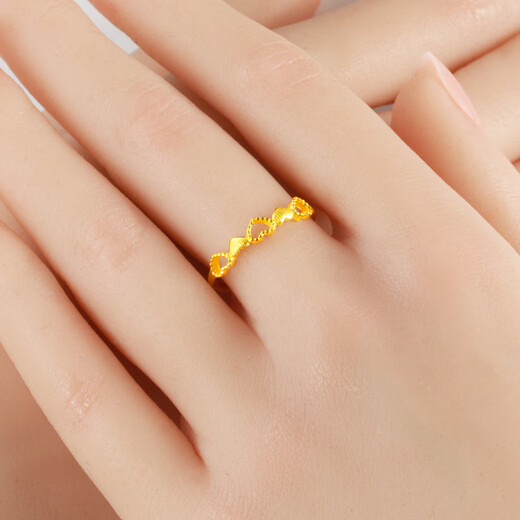Liu Dawen gold ring 9999 solid gold for men and women, heart-shaped heart-to-heart vegetarian ring index finger ring, real gold jewelry for young people, weighing about 1.93-2.2g (labor cost 30)