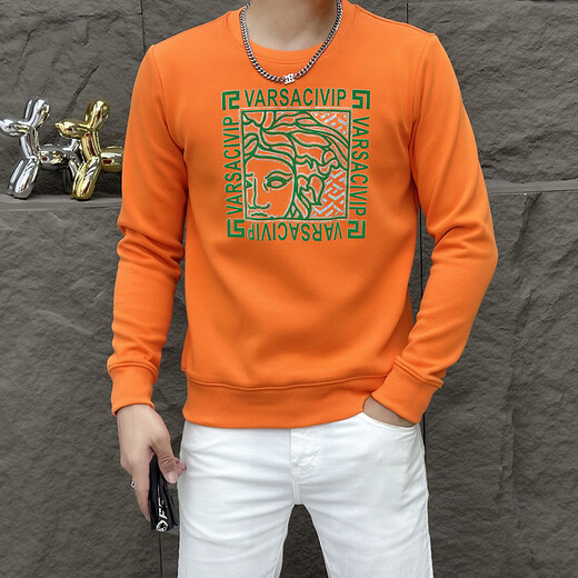 
Valentino Orlandi (Valentino Orlandi) Clothes Comfortable New Round Neck Slim Men's Sweatshirt 2024 Fall New Versatile Printed Versatile Top T6176 Red M
