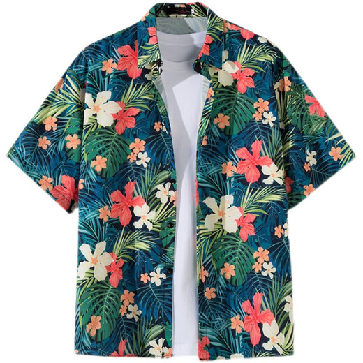 Ins Hong Kong Estilo Vintage Vintage Floral Camisa Floral Thai-Hawaian Retro Camisa retro Handal Chaqueta Trendy White 1114 3xl