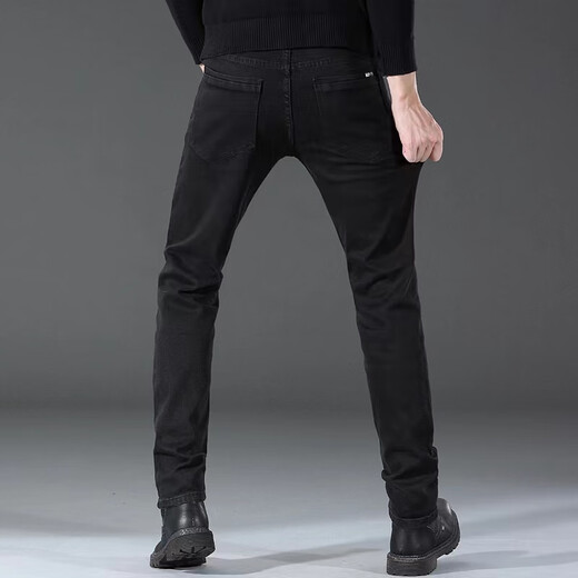 Sieben Wölfe hohe elastische Sommer-Dünne schwarze Jeans für Männerfett Männer, schlank schlanker kleiner Füße Großgröße Casual Long Hosen hellblau ZX9928 Band hohe elastische neun-Punkte-dünne Größe 30 (110-120jin [Jin beträgt 0,5 kg]))