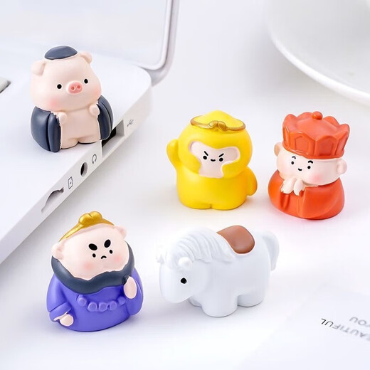 Journey to the West Master and Disciple Four Wukong Doll Peripheral Accessories Mobile Phone Accessories Cartoon Peripheral Cute Journey to the West Mobile Phone Accessories Car Ornaments Complete Set of 5 Styles