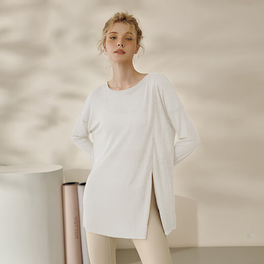 LULU CENTURY loose sports top women's breathable running Pilates training fitness cover-up long hip-covering yoga wear long-sleeved khaki brown S/M