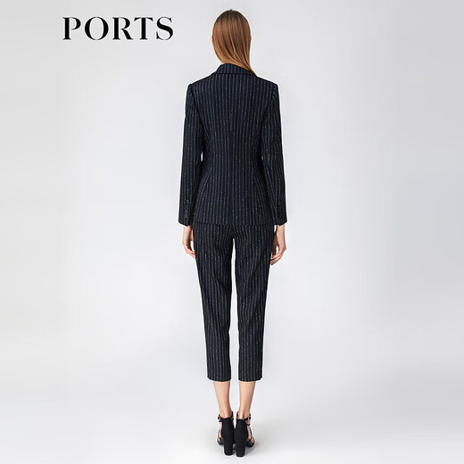 PORTS Women's Commuting Versatile Blazer LM8J025MFF064 Black Stripes 4