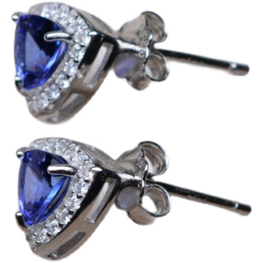 Fat Donglai Quality Tanzanite Earrings S925 Silver Plated 18 Women's Simple Fashionable Blue Gemstone Earrings