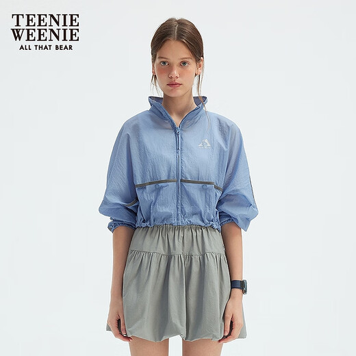
Teenie Weenie Bear Women's Jacket 2025 Summer New Lightweight Comfortable Fashion Short Stand Collar Top Blue M