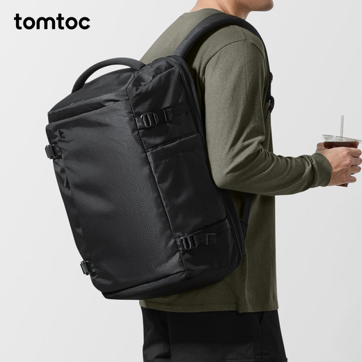 Tomtoc Sac de voyage de grande capacité sac à dos léger sac à dos léger Légalé loisir de voyage d'eau de voyage de voyage T66 Black Black 28l Convient pour les voyages légers de 23 jours