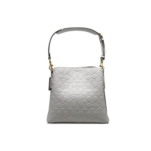 Coach (Coach) Willow Presbyterian geprägtes Litschi -Muster -Leder -Eimer -Bag -Griff Schulter -Cross -Body -Tasche Kleine Dove Grey Basic Pack für Frauen (Bag + Staubbeutel)