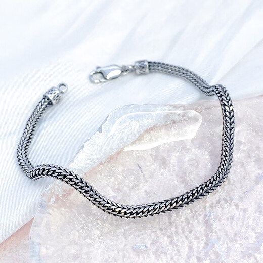 Zhaoliang square braid platinum bracelet for men and women PT950 platinum fashionable electric black craft couple gift 11.21 grams long 19cm wide about 3mm