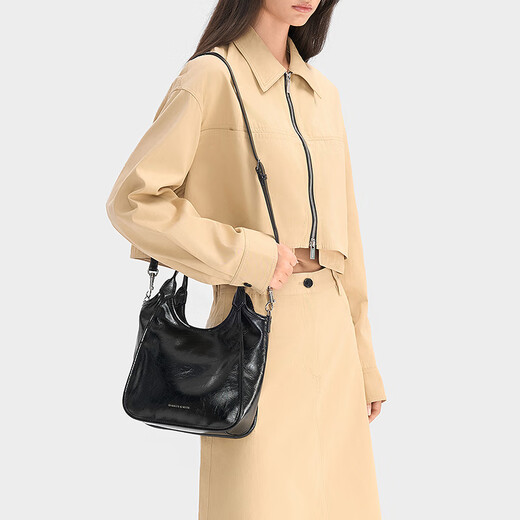 CHARLES/KEITH25 autumn new product simple portable tote cabbage basket bag Chinese Valentine's gift CK2-30782659 Noir black S