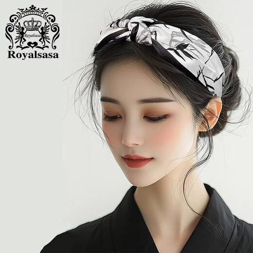 Royal sasa royal sasa hair accessories high-end ink Chinese style wide-brimmed knotted hair hoop women's hairpin fabric headband