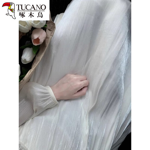 
Woodpecker Tea Break French Beautiful White Chiffon Long Sleeve Dress Fairy Autumn Feeling Beach Long Dress Dress [Princess Dress/Minn Mambo Style/Gentle Style S