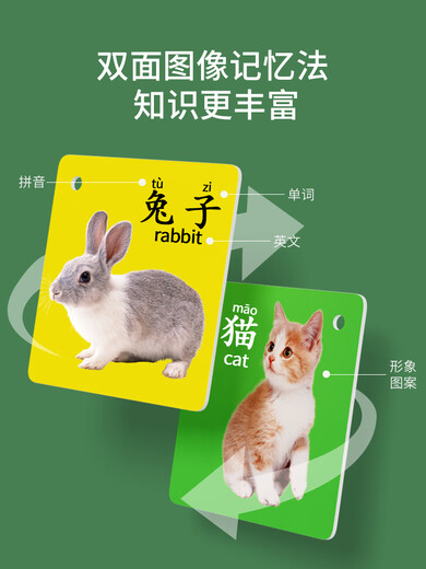 Tarjeta de animales Educación temprana Libro de iluminación cognitiva Alfabetización infantil Baby Mire las imágenes y las cosas Pictures juguetes de educación digital para niños [2 cajas] animales + frutas y verduras (180 patrones)