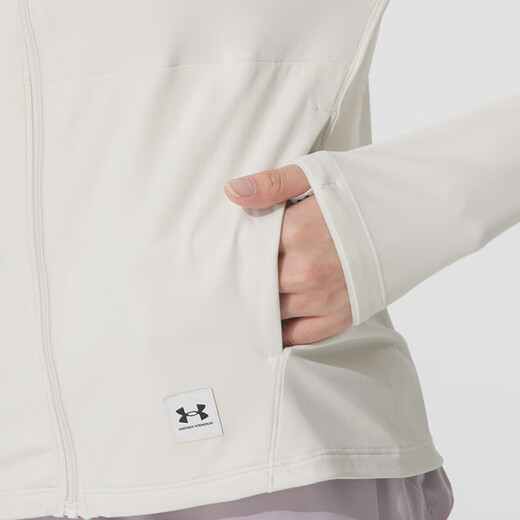 UNDER ARMOUR女装 2025新款运动服跑步健身透气休闲皮肤衣连帽薄款夹克外套 1390060-279/岩石/晒图退10 M