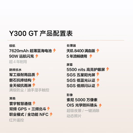 vivo【国家补贴】Y300GT新品5G智能全网通手机长续航大电池学生老人性价比 黑色 8G 256GB 官方标配