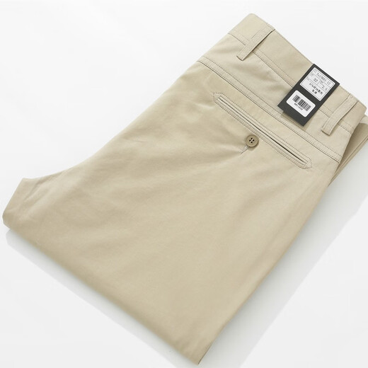 Weibolang Sommer Khaki reines Baumwollgeschäft Großgröße Casual Hosen Lose mittlere und ältere Männer Straight Hosen hohe Taille Tiefgroße Männerhosen 13601-23 29 zwei Füße zwei
