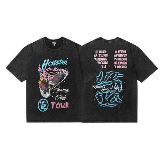 
WALKING BEAUTY2025 summer new European and American trendy brand men and women couple outfits large size loose pullover short-sleeved T-shirt for teenagers tee FY6629 white S