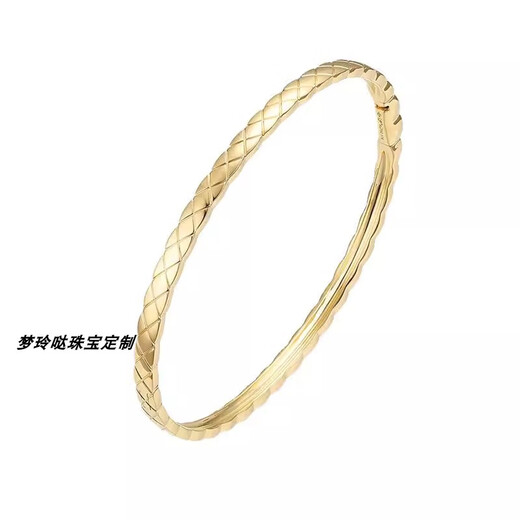 Wei Ci 18K rose gold narrow version COCO rhombus pattern full diamond bracelet platinum without diamonds fine version rhombus women AU750 18K gold without diamonds