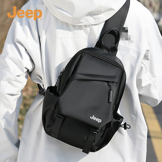 Sac à bandoulière Jeep pour hommes de grande capacité sac à corps cross-body portable de banlieue portable petit sac à dos poitrine répandue sac 2025 Nouveau sac de voyage noir