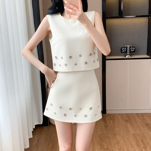 Fashion européenne tendance et à la mode sociale sans manches gilet femme jupe supérieure d'été