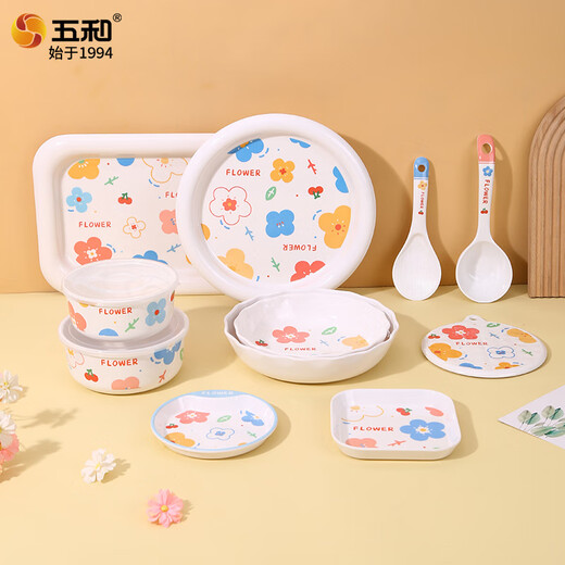 Wuhe (WUHE) Wuhe Melamine Children's Tableware Cute Cartoon Baby Bowl Food Tableware Restaurant Home Dining Insulation Mat 3893