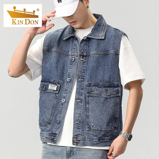 Goldene Schild Männer Denim Jacke Herbst Weste ärmellose Blue Jacket Männer losen vielseitige Weste Frühling und Herbst 9216 Schwarz M