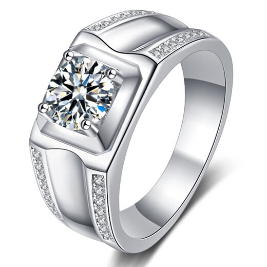 DR light luxury high quality moissanite men's wedding ring pt950 platinum men's ring niche pair ring moissanite diamond ring simple platinum men's ring 50 points (with certificate) default live