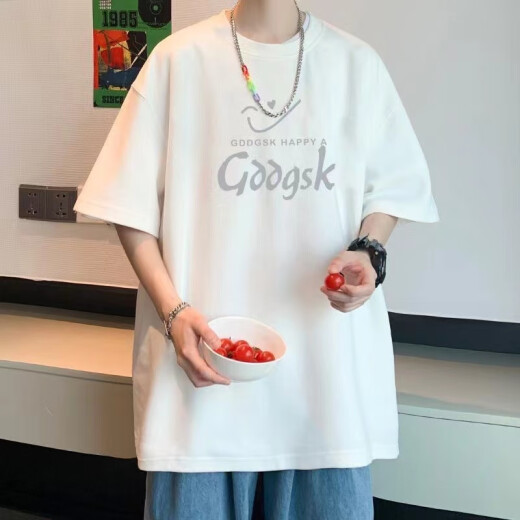 南极人（Nanjiren）夏季男士短袖t桖新款宽松潮牌潮流百搭圆领男装半袖体恤 ak#白色-k1369 M