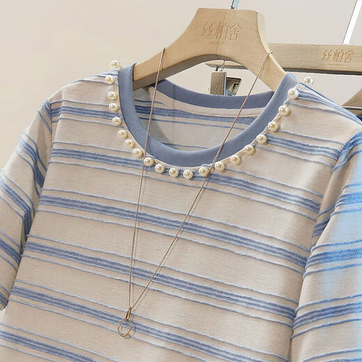 Camiseta de diseño de cipreses de seda 2025 Summer Nuevo cuello redondo de moda de moda para mujeres