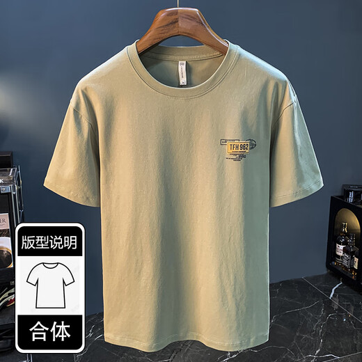 JEEP SPIRIT summer high-end short-sleeved men's new 2025 trendy printed T-shirt top high-spin Xinjiang cotton loose t-shirt black [JSW9906] M suitable for 90-108Jin [Jin equals 0.5 kg] wear