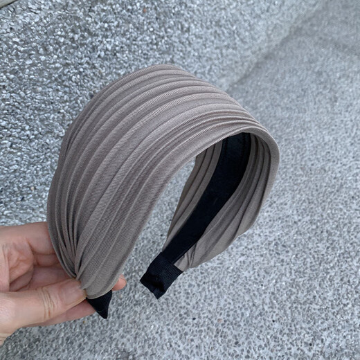 618 Gifts High-end Niche Korean Style Simple Folded Wide-Border Hairpin Headband Women's Retro High Skull Headband Black Striped Folded Headband