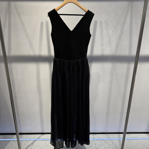 Viainos [Same Model in Shopping Mall] Ainos Women's Clothing Mall The same 2025 Summer New Sleeveless High Waist Dress 9866 Black XL