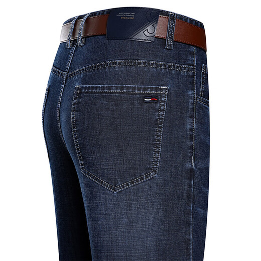 金利来金利来男裤春夏季新款牛仔裤男士中年宽松直筒商务长裤薄款 B--3882深兰 30