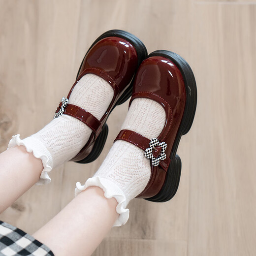 Ciyu children's leather shoes 2026 spring new girls' beanie shoes baby princess shoes black Velcro soft sole shoes 3131 black 30 inner length 18.3cm (suitable for feet around 17.5cm long)