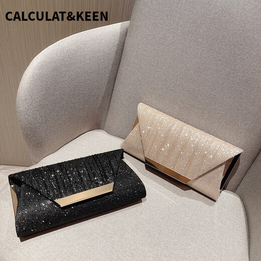 CALCULAT/KEEN2025 new bag simple shoulder bag casual European and American fashion dinner crossbody bag disco clutch bag 088 gold