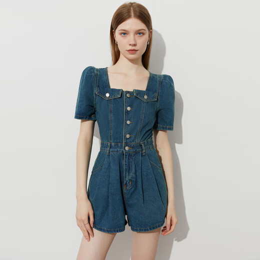 Dokte 2025 Sommer New Blue Denim Jumpsuit Frauen gut aussehender französischer Jumpsuit Jumpsuit Denim Blue M.