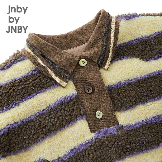jnby by JNBY新款江南布衣童装仿皮草A型合体长袖翻领25秋男女童1P9T11730 964/卡其咖条/格 130 cm