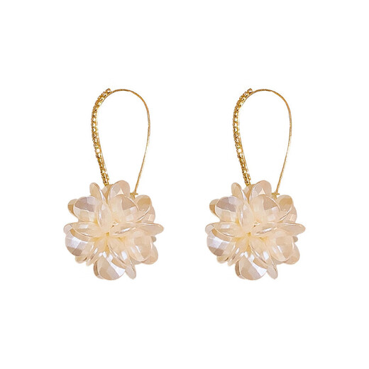 Diamond Flower Pearl Earrings for Girlfriend Gift Ear Hook Earrings Versatile High-end Gift Earrings Wholesale Ear Hooks-Gold