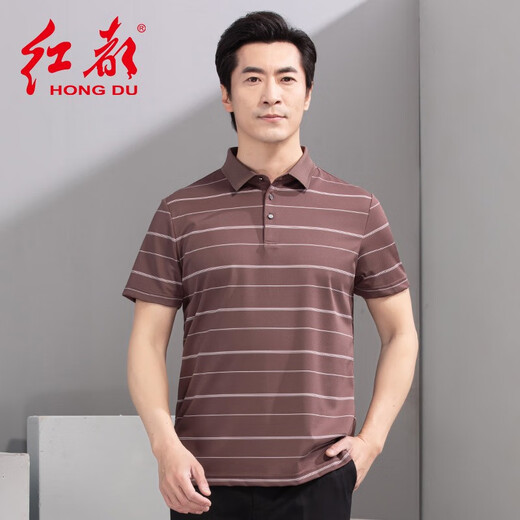 Hongdu Summer NUEVA Camiseta de manga corta para hombres Libro de solapa informal Estilo rayado ligeramente manga de media manga de media manga TA92226-1 One Size 170/88a